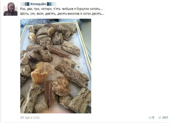Волинські бурштинокопачі вихваляються в соцмережах «уловом»