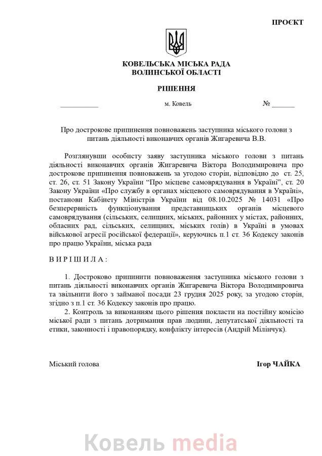 Заступник мера Ковеля подав у відставку: що відомо
