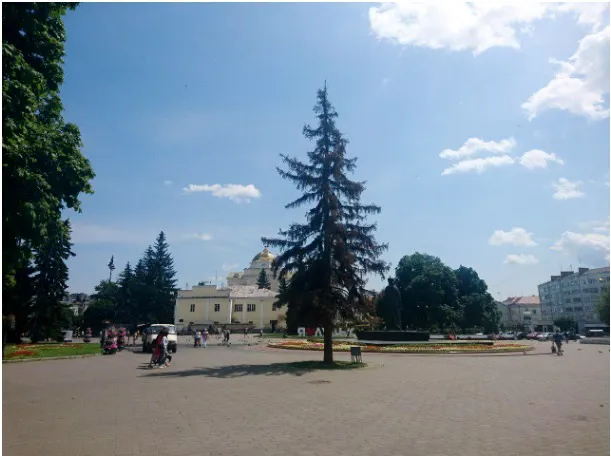 На Театральному майдані зрізали всохлу ялинку (фото)