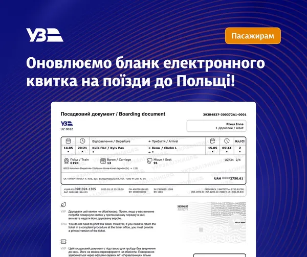 Укрзалізниця змінює квитки для рейсів між Україною та Польщею