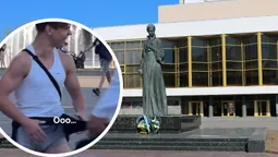 У центрі Луцька хлопець влаштував стриптиз заради нових шортів (відео)