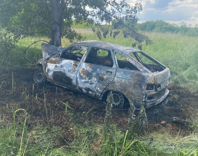 Двоє загиблих: на Волині авто злетіло в кювет і згоріло (фото)