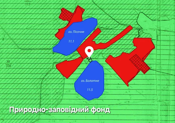 Ділянки Роговського у природно-заповідному фонді. Знімок з проєкту землеустрою встановлення меж природно-заповідного фонду затверджений 2009 року