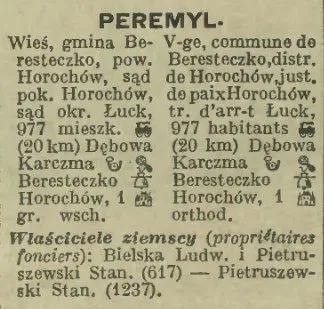 Перемиль в адресній книзі 1929 року.