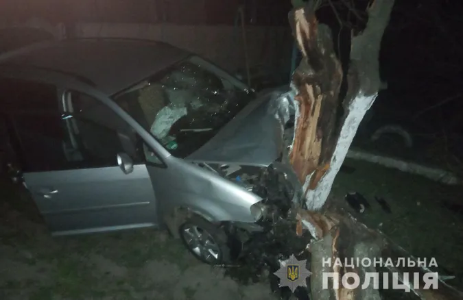 У Боратині п’яний водій на «фольксвагені» на швидкості влетів у дерево (фото)