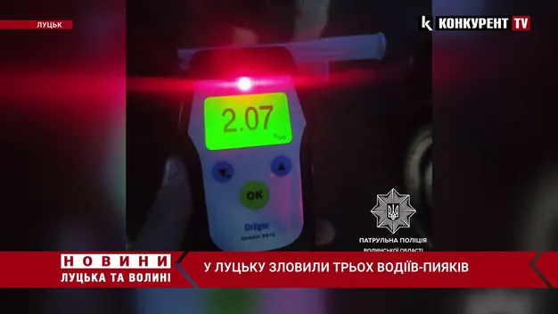 У Луцьку за ніч патрульні виявили трьох п'яних водіїв (фото, відео)