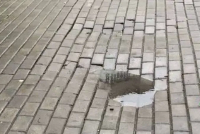 У Луцьку після ремонту підземних електромереж просіла бруківка (фото)