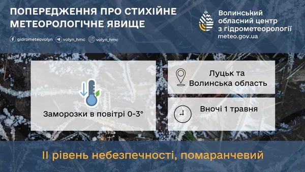 ❄️Заморозки до -3°: нічний холод повертається на Волинь