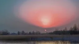 Незвичайне явище: у Ківерцях помітили запилений захід Сонця (фото)