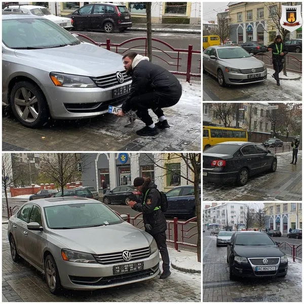 У Луцьку паркохам, аби уникнути штрафу, зняв з авто номерний знак (фото)