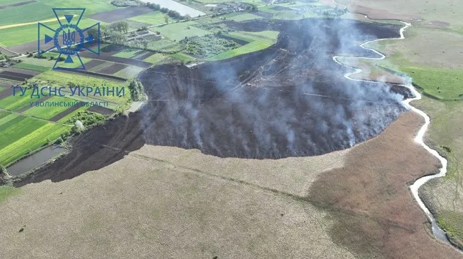 Згоріло пів поля: у Луцькому районі загасили масштабну пожежу (фото)