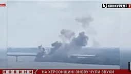 Вибухи та великий стовп диму: біля Антонівського мосту знову неспокійно (відео)