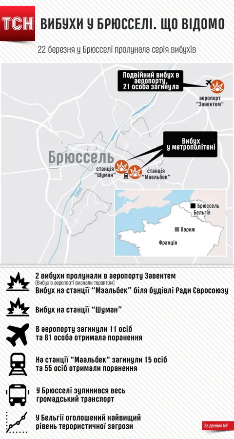 Угрупування «ІДІЛ» взяло на себе відповідальність за теракти в Брюсселі
