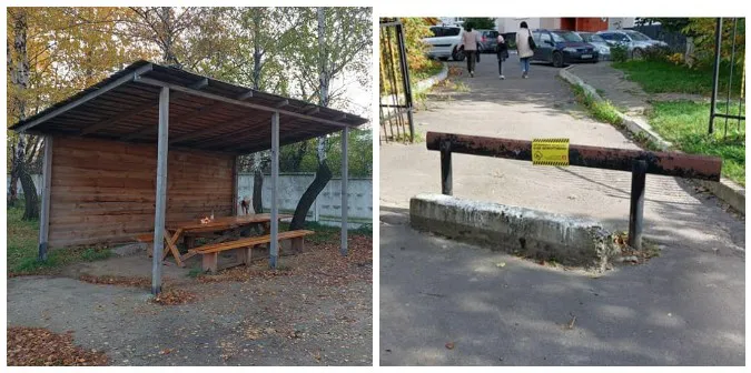У Луцьку муніципали розібрали бесідку й зрізали шлагбаум (фото)