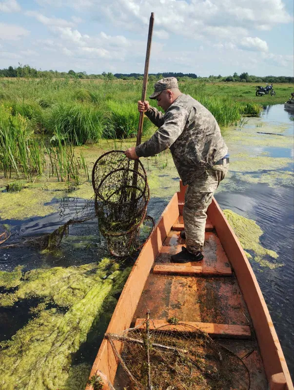 Із річки Прип'ять на Волині дістали браконьєрські сітки та ятери (фото)