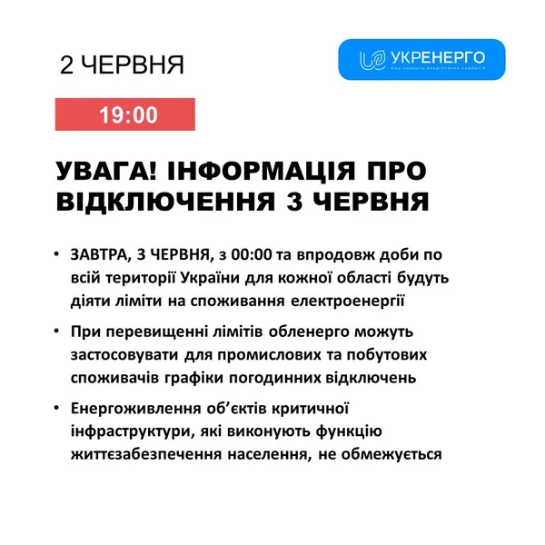 Не мине жодну область: 3 червня діятимуть ліміти на електроенергію