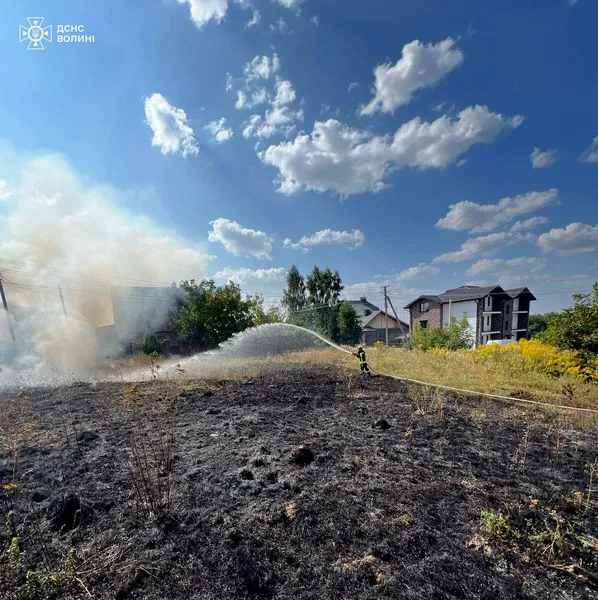 Через необережність волинян за добу сталося чотири пожежі сухої трави (фото)
