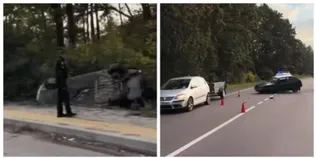 Біля Луцька перевернулась BMW, водія забрали в реанімацію (відео)