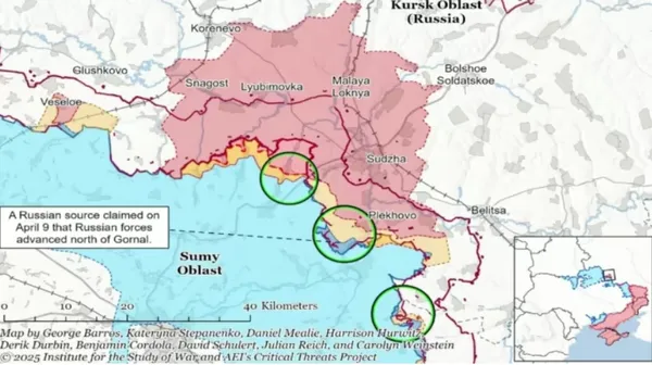 ISW: Росія, ймовірно, хоче створити буферну зону на Сумщині для тиску на Суми