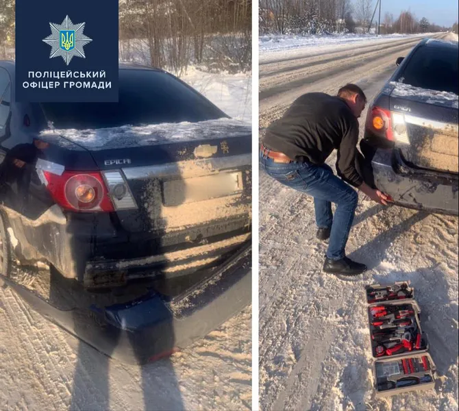Як волинські поліцейські рятували автомобілістів (фото)