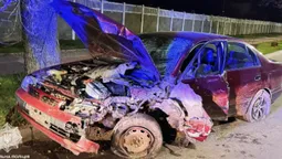 Автівка розбилася вщент: у Луцьку п'яний водій влупився у дерево (фото)
