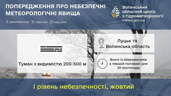 Погана видимість: Волинь накриє густий туман