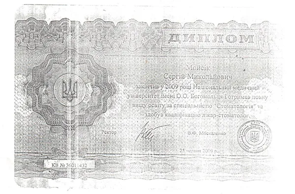 Диплом Сергія Мойсіка