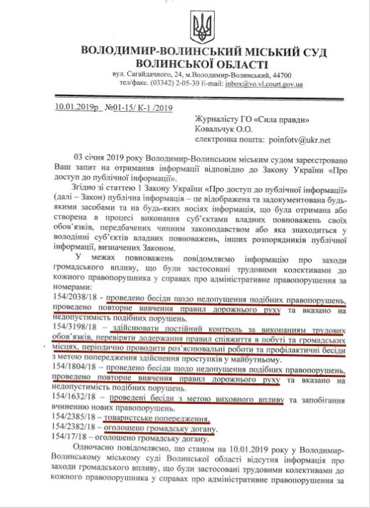 Які суди на Волині найчастіше «відмазують» п'яних водіїв (інфографіка)