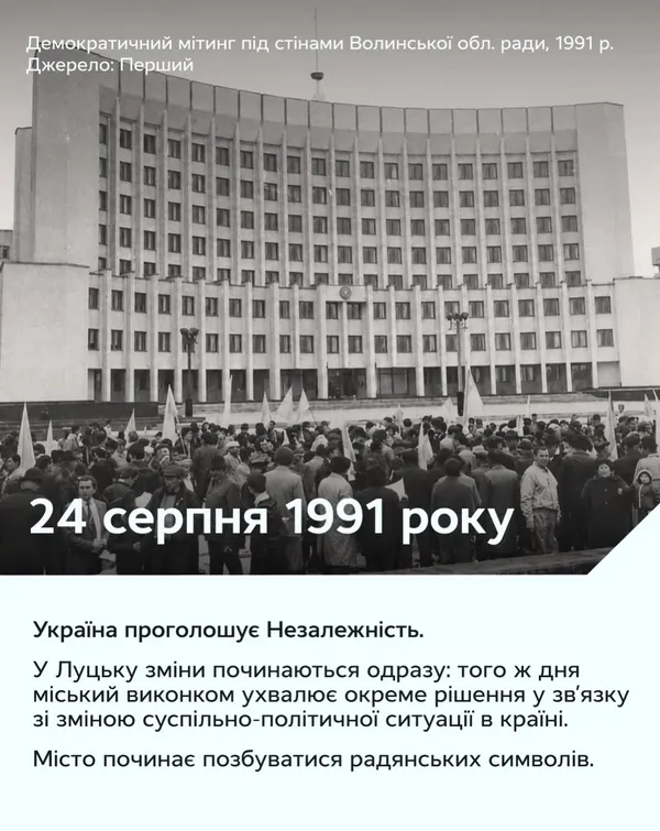 Як Луцьк зустрічав незалежність: архівні кадри і факти