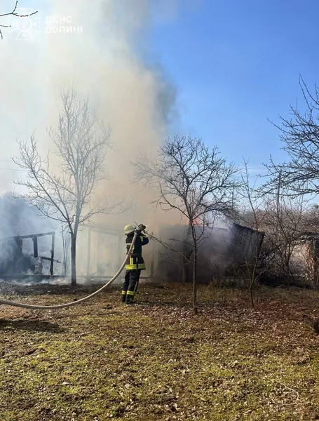 Палили траву: на Волині згоріла будівля на дачному масиві (фото, відео)