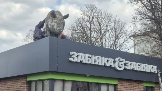 У центрі Луцька зрізали легендарну свиню (відео)