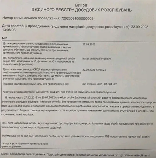Проти високопосадовців міської ради Володимира відкрили кримінал