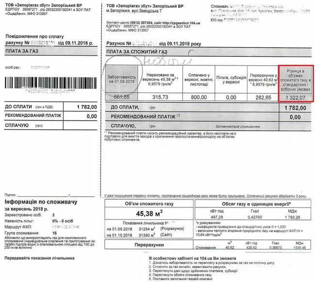Що робити волинянам з платіжками за газ з донарахуваннями