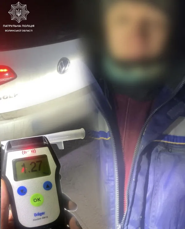 У Луцьку зупинили нетверезого водія: рівень алкоголю у 6 разів перевищував норму