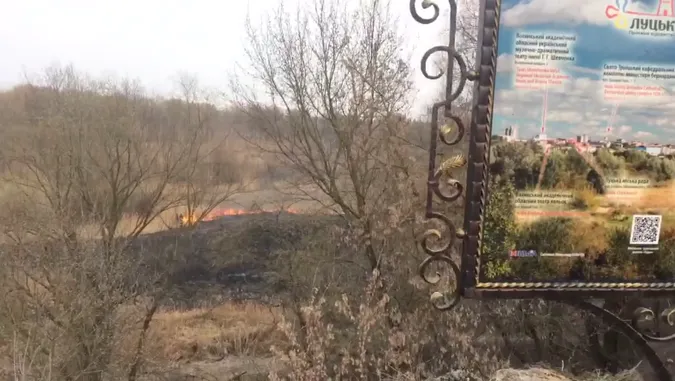 У Луцьку горить поле поруч з оглядовим майданчиком (ВІДЕО)