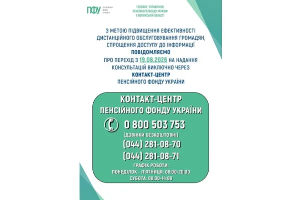 На Волині припиняє роботу контакт-центр Пенсійного фонду: куди телефонувати