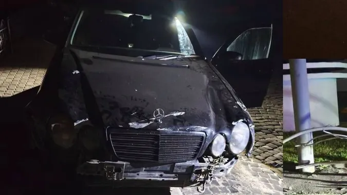 У Луцьку п'яний юнак на «Mercedes» протаранив паркан і втік із місця ДТП (фото)