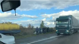 Аварія під Луцьком: автомобіль злетів у кювет (відео)