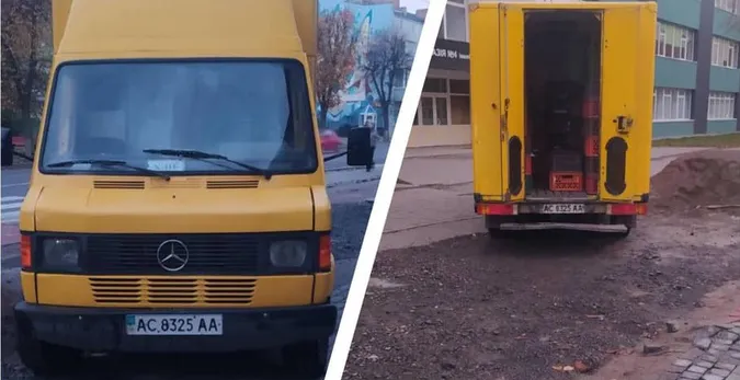 У центрі Луцька хлібовоз пошкодив новеньку бруківку (фото)