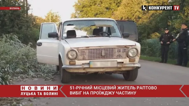 Зненацька вибіг на дорогу: під Луцьком авто збило чоловіка (фото, відео)