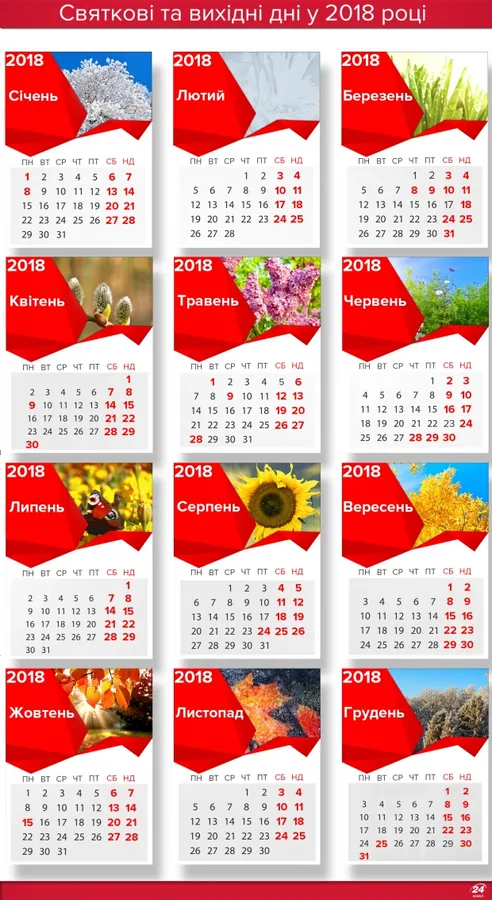 Як українці відпочиватимуть у 2018: календар свят