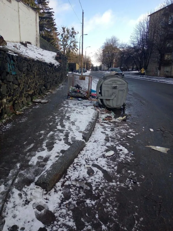 Навіс поставили, але смітник в Луцьку мокне на дорозі (фото)