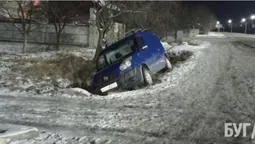 У Нововолинську авто з'їхало в кювет (фото)