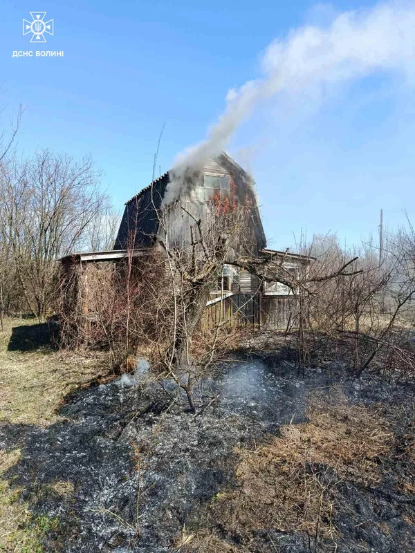 На Волині за добу вигоріли гектари трави: вогонь дістався навіть дачного будинку (фото)
