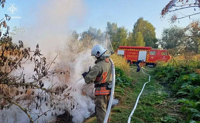 Горіли суха трава, чагарники, торф: на Волині загасили сім пожеж (фото)
