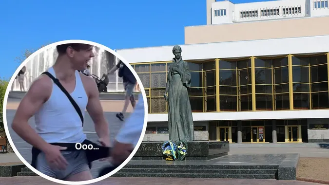 У центрі Луцька хлопець влаштував стриптиз заради нових шортів (відео)