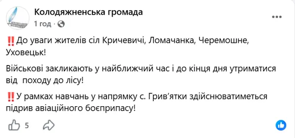 Мешканців просять терміново покинути ліс: на Ковельщині підриватимуть авіабомбу