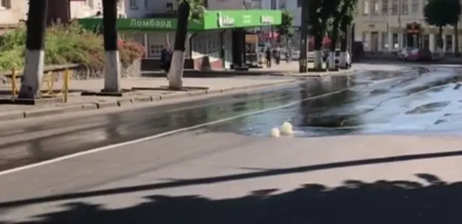 У Луцьку посеред вулиці пробився фонтан (відео)