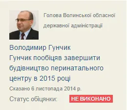 Гунчик не виконав обіцянку добудувати Перинатальний центр Луцька