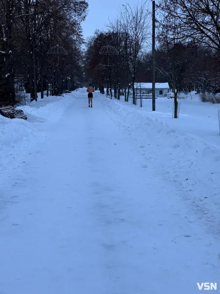 У Луцьку в центральному парку в мороз -17 °C бігав чоловік без одягу (фото, відео)